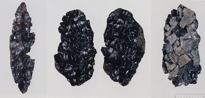 refitted flakes of obsidian