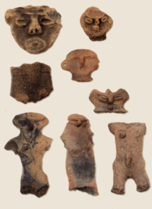 The many clay figurines that were recovered