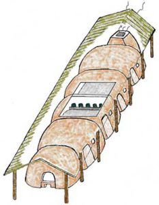 Diagram of a reconstruction of an anagama kiln