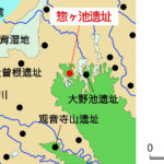 惣ヶ池遗址及其周边同一时期的聚落（标记为●）
